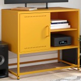 Dulap TV Gossi, Galben Mustar, 68x39x60.5 cm, Otel, Stil Industrial, Spatiu Depozitare, Comoda TV Living