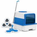 Set Mop Rotativ Multifuncțional cu Găleată și Accesorii, Alb-Albastru
