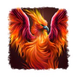 Sticker decorativ, Pasare Pheonix, Portocaliu, 55 cm, 9436ST