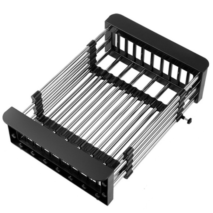 Suport Scurgere Extensibil pentru Bucatarie, Cyrax, Uscator Vase din Otel Inoxidabil, Suport Tacamuri si Pahare, Suport pentru Fructe si Legume, 29 x