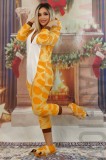 PJS205-99 Set pijama kigurumi model girafa si papuci de casa pufosi