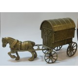 Statueta din alama - Cal cu caruta