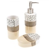 Set Baie Ceramic, Model Ecru, 3 Piese, Oem