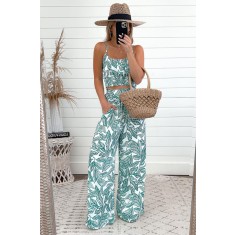 U768-2212 Compleu casual din material lejer cu top si pantaloni largi