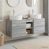 Cumpara ieftin Set dulap baie 3 buc. Sonoma gri 129 x 44,5 x 82 cm