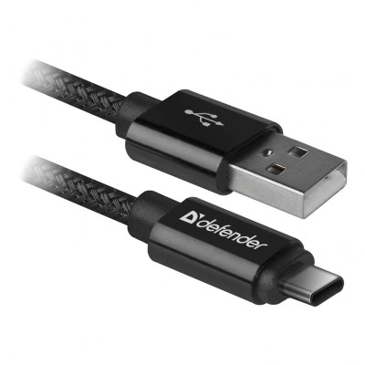 Cablu Date si Incarcare USB la USB Type-C Defender 2.1A, 1 m, Negru USB09-03T foto