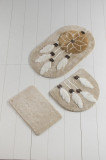 Cumpara ieftin Set Covor de baie (3 bucăți), Crem