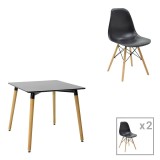 Cumpara ieftin Set dining Natali-Julita, Pako World, 3 piese, Negru-Natural, 80x80x76 cm