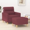 VidaXL Fotoliu canapea cu taburet, roșu vin, 60 cm, material textil
