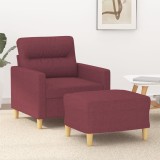 VidaXL Fotoliu canapea cu taburet, roșu vin, 60 cm, material textil