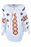 Bluza tip ie dama RD24, alb/portocaliu , marimea L