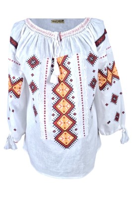 Bluza tip ie dama RD24, alb/portocaliu , marimea L foto