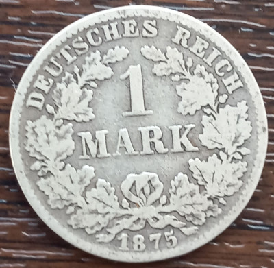 (A287) MONEDA DIN ARGINT GERMANIA - 1 MARK 1875, LIT. C, NECURATATA foto