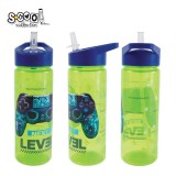 Sticlă apă plastic cu pai S-Cool Next Level, 600ml, 23x8.5x6.6 cm