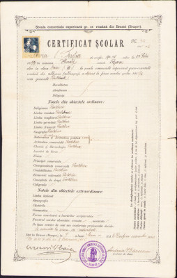HST A1909 Certificat școlar 1916 Brașov semnat Arseniu Vlaicu Andrei B&amp;acirc;rseanu foto