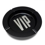 Scrumieră Metalică, Rotundă, Mesaj VIP, Diametru 14 cm, Negru