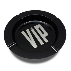 Scrumieră Metalică, Rotundă, Mesaj VIP, Diametru 14 cm, Negru