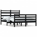 Cadru de pat, 160x200 cm, lemn masiv de pin, negru