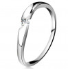 Inel cu diamant din aur alb 14K - diamant transparent &icirc;ntr-un decupaj oblic - Marime inel: 60