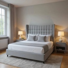 Pat Toscana 160x200 cm Tapitat Stofa Gri Somiera Inclusa (cod ML 1704)