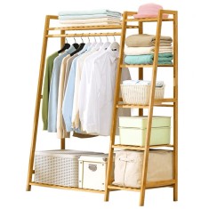 Organizator dulap bambus natur Vinet 110x40x140 cm