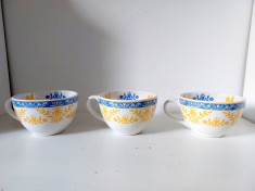 Set 3 cesti mari ceramice pentru supa Easter Past Times Oxford England, vintage