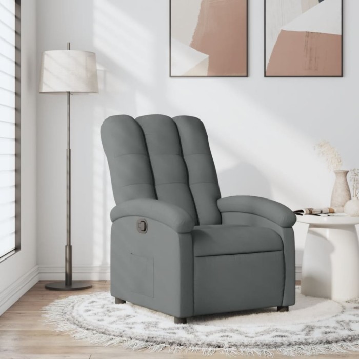 vidaXL Fotoliu rabatabil gri &icirc;nchis, material textil 3205381