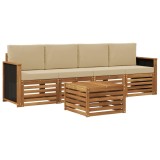 vidaXL Set de canapele de exterior cu pernă 5 pcs Natural și Bej 3383984