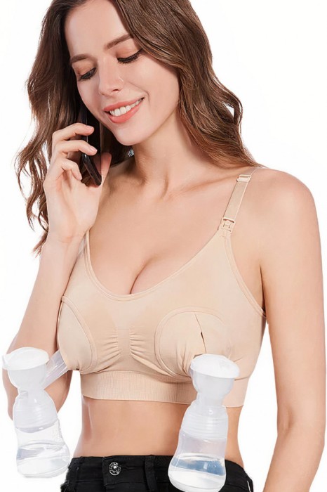 Sutien Linovit pentru alaptare 3 in 1 cu sustinere pompa san - Bej - M-L, Bej