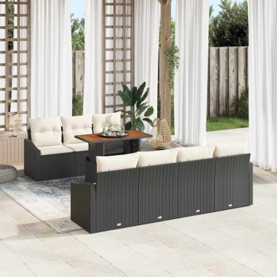 vidaXL Set de canapele pentru grădină 8 pcs Negru Rattan poli 3358532 foto