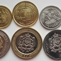 set 8 monede Maroc 5, 10, 20 santimat 1/2, 1,2, 5, 10 dirhams UNC - A023