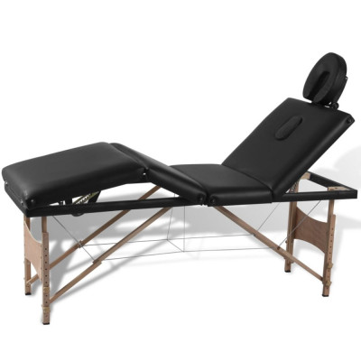 Masa de masaj pliabila, 4 zone, negru, cadru din lemn GartenMobel Dekor foto