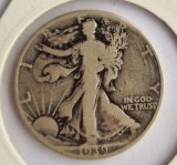 SUA 1/2 dollar 1939 moneda din argint km # 142 Walking Liberty AG .900 tiraj mic