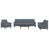VidaXL Set de canapele cu perne, 4 piese, gri &icirc;nchis, catifea
