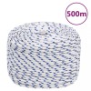 VidaXL Fr&acirc;nghie de barcă, alb, 10 mm, 500 m, polipropilenă 152298