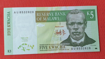 Malawi 5 Kwacha 2005 - Bancnota SUPERBA foto