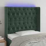 Cumpara ieftin Tăblie de pat cu LED, verde &icirc;nchis, 103x16x118/128 cm, catifea