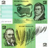 !!! AUSTRALIA - 2 DOLARI (1974 - 1985) - P 43 e - UNC / Sign. Johnston &amp; Fraser