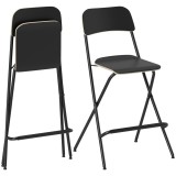 HOMCOM Set de 2 scaune de bar pliante cu cadru din oțel, pentru bucătărie, negru | Aosom Romania