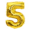 Balon din Folie Cyrax, Cifra 5, 81 cm, Pentru Aer sau Heliu, Bulk, Auriu