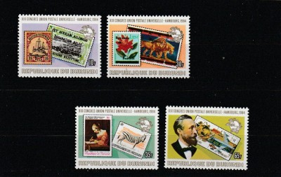 Burundi 1984 - Congresul XIX al U.P.U, - Hamburg , serie 4 valori , MNH , Mi.1640A-1643A foto
