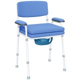 HOMCOM Scaun WC 5 in 1 Albastru Reglabil pe Inaltime, Recipient Detașabil, 136 kg, 45 cm Sezut, Pentru Varstnici si Dizabilitati