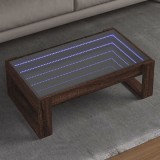 vidaXL Măsuță de cafea cu LED infinity, stejar maro, 90x53x30 cm