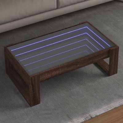 vidaXL Măsuță de cafea cu LED infinity, stejar maro, 90x53x30 cm 847643 foto