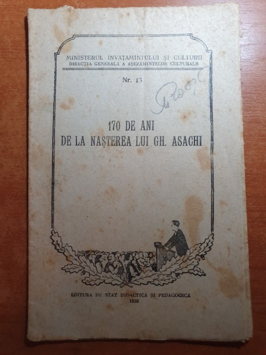 170 de ani de la nasterea lui gheorghe asachi din anul 1958