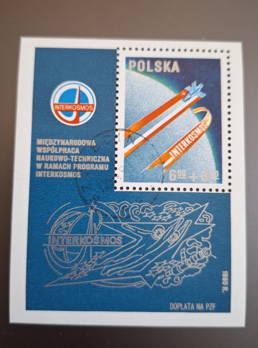 Polonia stampilat 1980 - colita - Intercosmos program spatial cosmos