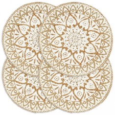 vidaXL Naproane, 4 buc., alb, 38 cm, iută, rotund 133866