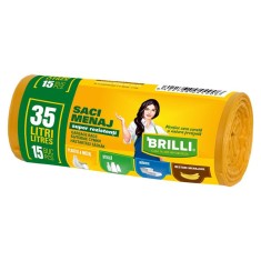 Rola 15 Saci Menajeri pentru Colectare Selectiva Brilli, 35 l, Galbeni, Saci de Menaj, Rola Saci Menajeri, Saci Menajeri 35 l, Saci Menajeri in Rola, foto