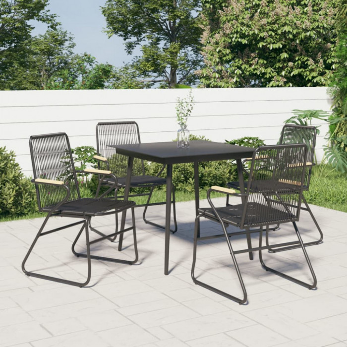 Gossi scaune de gradina, 4 buc., negru, 58x59x85,5 cm, ratan pvc