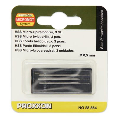 Set burghie HSS pentru metal, plastic si lemn Proxxon 28864, O0.5 mm, 3 bucati foto